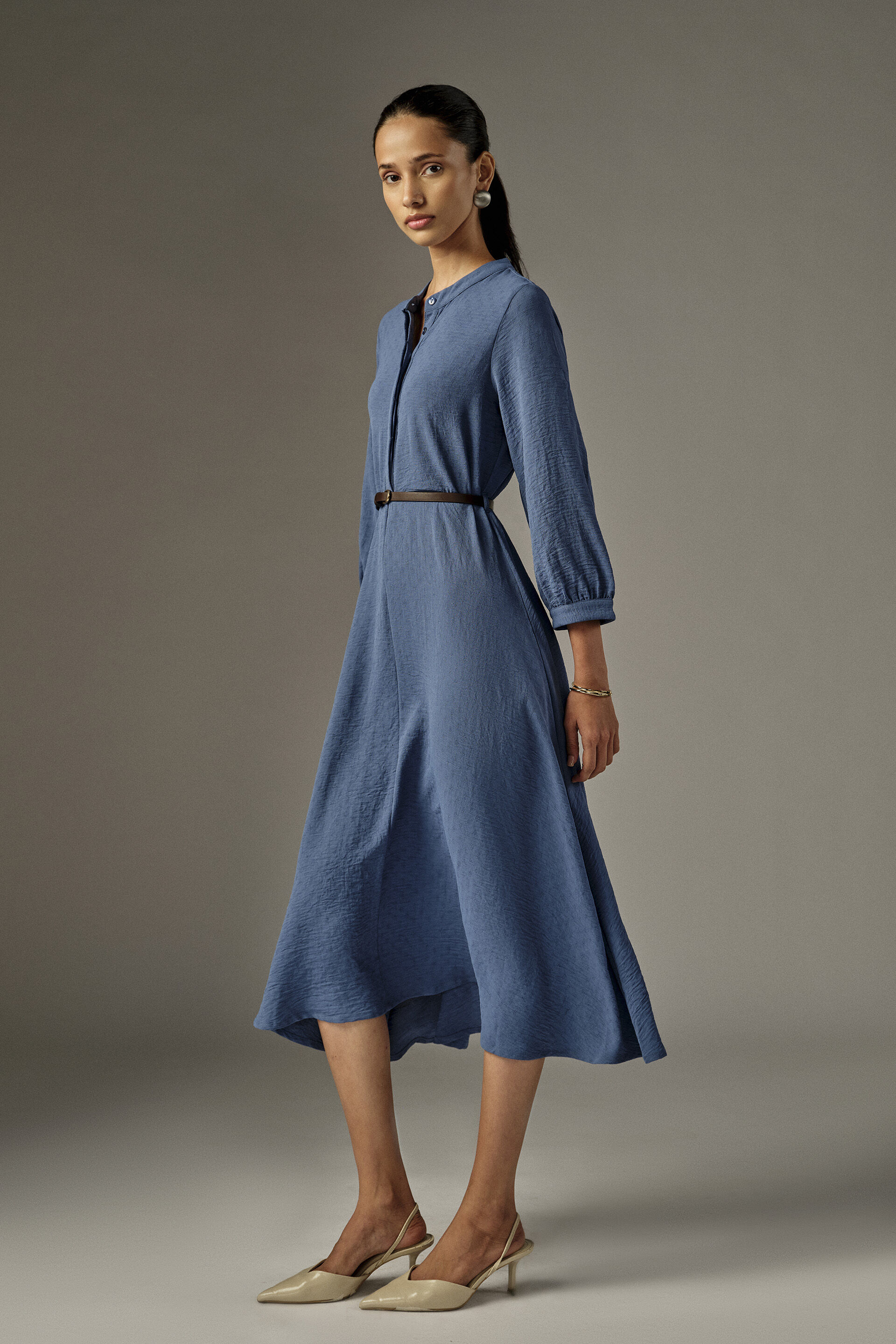Fit & Flare Midi Dress in Blue, Blue, image 4
